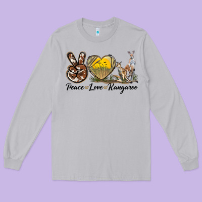 Peace Love Kangaroo Long Sleeve Tee Designed By Lillyallendesigns