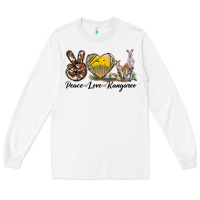White Peace Love Kangaroo Long Sleeve Tee - LillyAllenDesigns