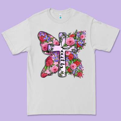 Faith Butterfly Cross Premium Tee Designed By Zillion Design Studio
