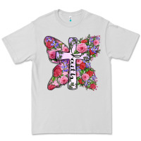 Dove Grey faith butterfly cross Premium Tee - Zillion Design Studio