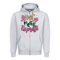 Heather Grey hot mess express Zipper Hoodie - MaliasSmallBusiness
