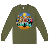Army Green boat waves sun rays lake days Long Sleeve Tee - NancyCooperArtShop