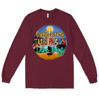 Burgundy boat waves sun rays lake days Long Sleeve Tee - NancyCooperArtShop