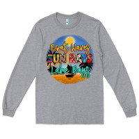 Heather Grey boat waves sun rays lake days Long Sleeve Tee - NancyCooperArtShop