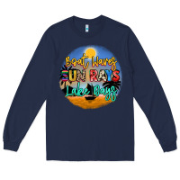 Navy boat waves sun rays lake days Long Sleeve Tee - NancyCooperArtShop