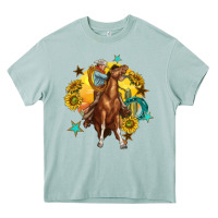 Arona bucking horse with cowboy and sunflower Heavy Core Tee - texasbilliewilder
