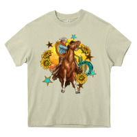 Mossy bucking horse with cowboy and sunflower Heavy Core Tee - texasbilliewilder