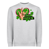 Heather Grey shamrockin' rock n roll female hand Heavyweight Sweatshirt - Artiststas