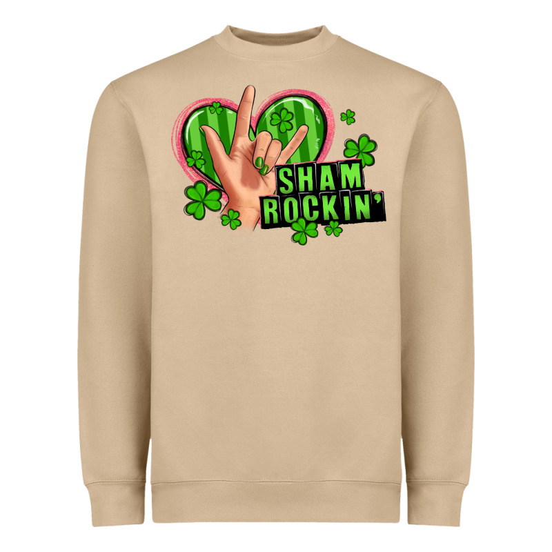 Shamrockin' Rock N Roll Female Hand Heavyweight Sweatshirt by Artiststas | Teevron