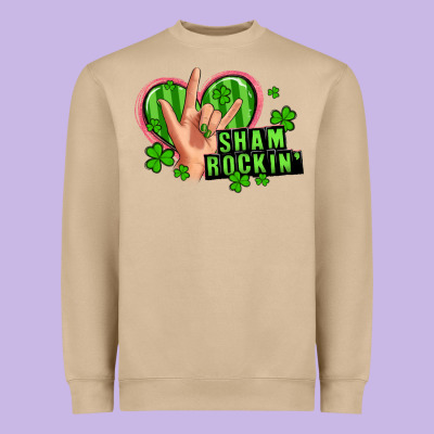 Shamrockin' Rock N Roll Female Hand Heavyweight Sweatshirt Designed By Artiststas