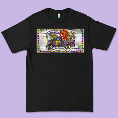 Premium Tee Mardi Gras Truck And Fleur De Lis Crawfish