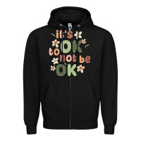 Black it's ok to not be ok Zipper Hoodie - MaliasSmallBusiness