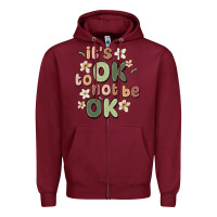 Burgundy it's ok to not be ok Zipper Hoodie - MaliasSmallBusiness