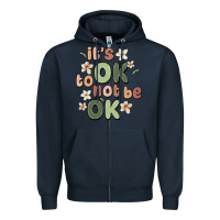 Navy it's ok to not be ok Zipper Hoodie - MaliasSmallBusiness