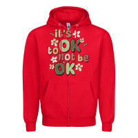 Red it's ok to not be ok Zipper Hoodie - MaliasSmallBusiness