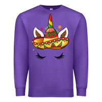 Purple unicorn and sombrero Premium Sweatshirt - LillyAllenDesigns