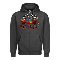 Charcoal Heather pit crew boys birthday race car Zipper Hoodie - MaliasSmallBusiness