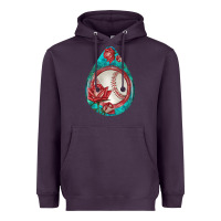 Plum baseball and western roses teardrop  7 Heavyweight Hoodie - BundleAndBundleShop