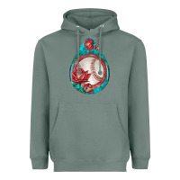 Sage baseball and western roses teardrop  7 Heavyweight Hoodie - BundleAndBundleShop
