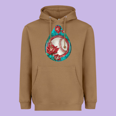Baseball And Western Roses Teardrop  7 Heavyweight Hoodie Designed By Bundleandbundleshop