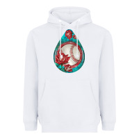 White baseball and western roses teardrop  7 Heavyweight Hoodie - BundleAndBundleShop