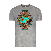 Cloud Rock aztec leopard turquoise sunflower Vintage Tee - JahusDesignShop