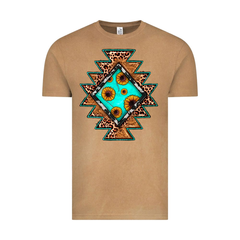 Aztec Leopard Turquoise Sunflower Vintage Tee by JahusDesignShop | Teevron