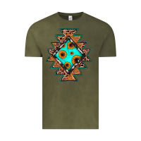 Vintage Olive aztec leopard turquoise sunflower Vintage Tee - JahusDesignShop