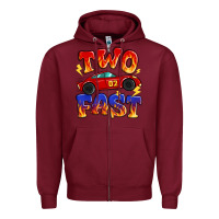 Burgundy two fast boys birthday racing car Zipper Hoodie - MaliasSmallBusiness