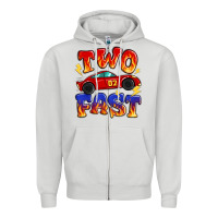 Dove Grey two fast boys birthday racing car Zipper Hoodie - MaliasSmallBusiness