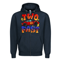 Navy two fast boys birthday racing car Zipper Hoodie - MaliasSmallBusiness