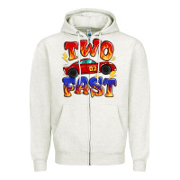 Oatmeal Heather two fast boys birthday racing car Zipper Hoodie - MaliasSmallBusiness