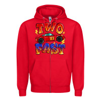 Red two fast boys birthday racing car Zipper Hoodie - MaliasSmallBusiness