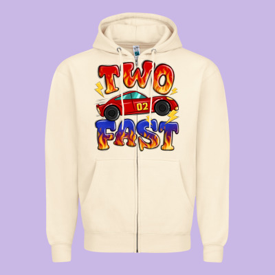 Two Fast Boys Birthday Racing Car Zipper Hoodie Designed By Maliassmallbusiness