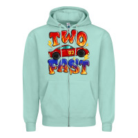 Seafoam two fast boys birthday racing car Zipper Hoodie - MaliasSmallBusiness