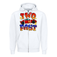 White two fast boys birthday racing car Zipper Hoodie - MaliasSmallBusiness