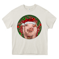 Cream Pig Christmas Heavy Core Tee - RanaPortraitStore