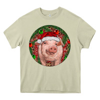 Mossy Pig Christmas Heavy Core Tee - RanaPortraitStore