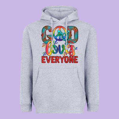 Lgbtq God Loves Everyone With Unicorn Heavyweight Hoodie Designed By Bundleandbundleshop