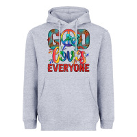 Heather Grey Lgbtq God Loves Everyone With Unicorn Heavyweight Hoodie - BundleAndBundleShop