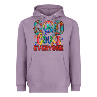 Lavender Lgbtq God Loves Everyone With Unicorn Heavyweight Hoodie - BundleAndBundleShop