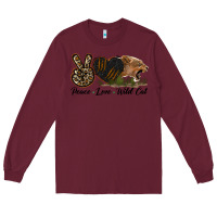 Burgundy Peace Love Wild Cat Head Long Sleeve Tee - LillyAllenDesigns