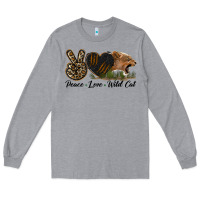 Heather Grey Peace Love Wild Cat Head Long Sleeve Tee - LillyAllenDesigns