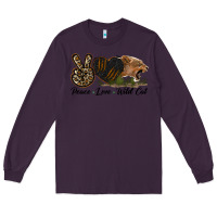 Plum Peace Love Wild Cat Head Long Sleeve Tee - LillyAllenDesigns