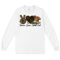 White Peace Love Wild Cat Head Long Sleeve Tee - LillyAllenDesigns