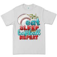 Dove Grey eat sleep baseball repeat Premium Tee - texasbilliewilder
