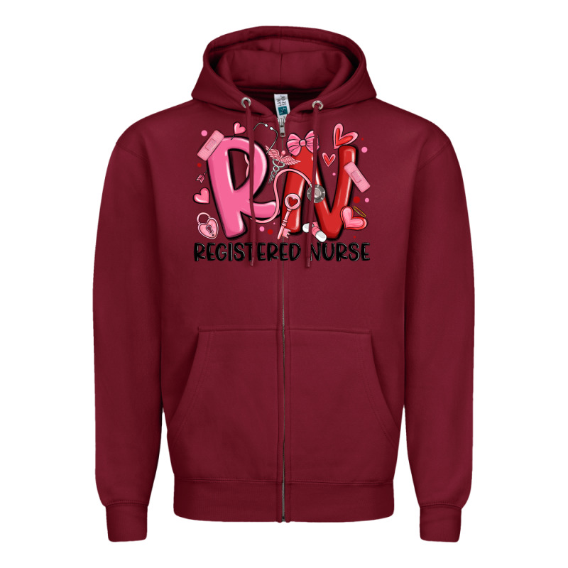 Rn Registered Nurse Valentines Day Zipper Hoodie by MaliasSmallBusiness | Teevron