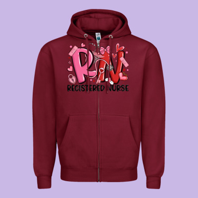 Rn Registered Nurse Valentines Day Zipper Hoodie Designed By Maliassmallbusiness