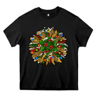 Black Leopard Christmas Sunflower Heavy Core Tee - RanaPortraitStore