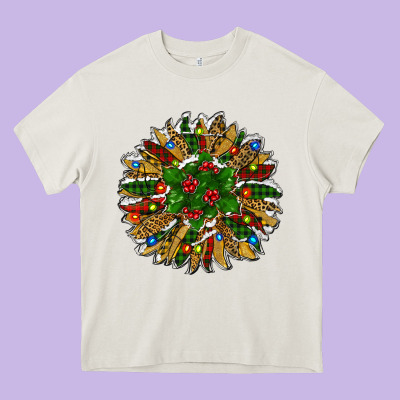 Leopard Christmas Sunflower Heavy Core Tee Designed By Ranaportraitstore